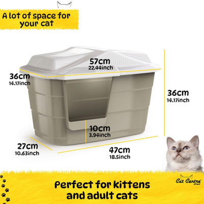 CAT CENTRE Large Hooded Pet House with Flap Door Beige - 5
