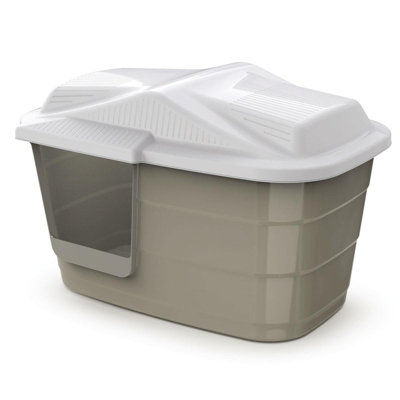 CAT CENTRE Large Hooded Pet House with Flap Door Beige - 6