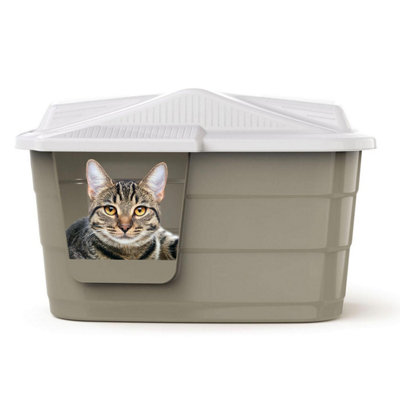 CAT CENTRE Large Hooded Pet House with Flap Door Beige - 9