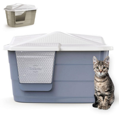 CAT CENTRE Large Hooded Pet House with Flap Door Grey DIY at B Q