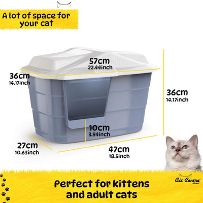 CAT CENTRE Large Hooded Pet House with Flap Door Grey - 5