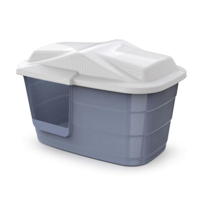 CAT CENTRE Large Hooded Pet House with Flap Door Grey - 6