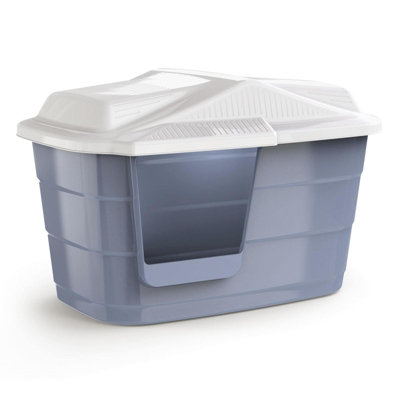 CAT CENTRE Large Hooded Pet House with Flap Door Grey - 7