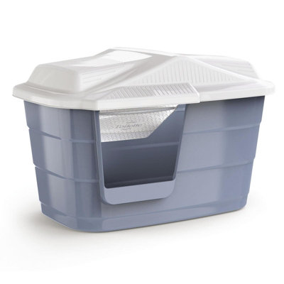 CAT CENTRE Large Hooded Pet House with Flap Door Grey - 8