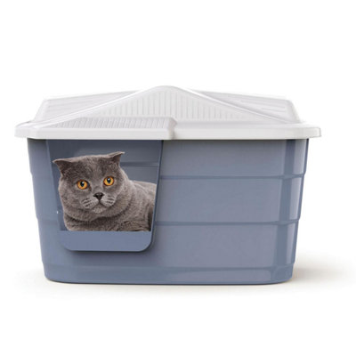 CAT CENTRE Large Hooded Pet House with Flap Door Grey - 9