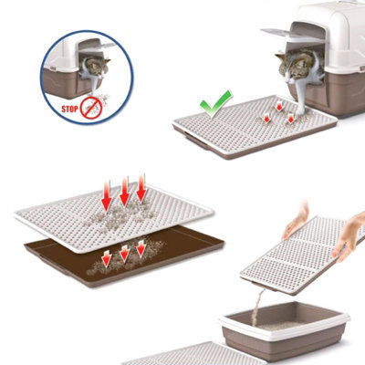 Hooded sifting outlet litter box