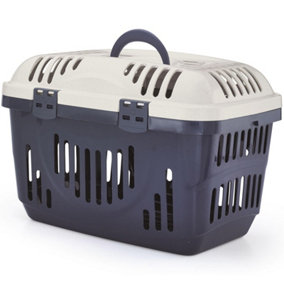 CAT CENTRE Rocket Pet Animal Cage Carrier - Grey  with Cream Lid