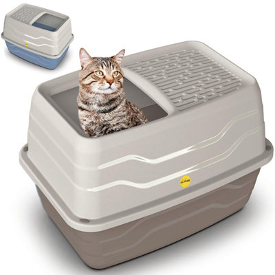 CAT CENTRE Salto Cat Litter Tray with Rim Beige