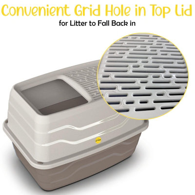 CAT CENTRE Salto Cat Litter Tray with Rim Beige - 7