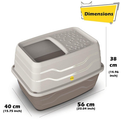 CAT CENTRE Salto Cat Litter Tray with Rim Beige - 8