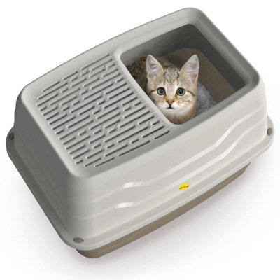 CAT CENTRE Salto Cat Litter Tray with Rim Beige - 9