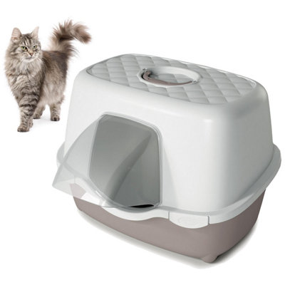 CAT CENTRE Waterproof Grey Jumbo 56cm Tunnel Entry Hooded Outdoor Cat Litter Tray - 4