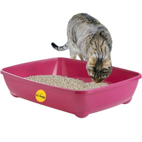 CAT CENTRE XL Jumbo 56cm Open Litter Tray with Rounded Corners in Pink