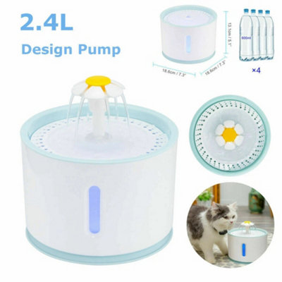 BOODIDI Cat Water Fountain - 2.4L Ultra Quiet Pet Drinking Fountain With 4 Flow Modes & 5-Stage Filter - For Cats & Small Dogs