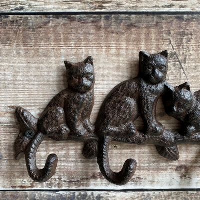 Cast Iron Cat Wall Hook - Cat Head Double Coat Hook - Towel Hooks