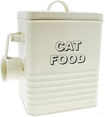 Cat Food Storage Enamel Cream Tin Home Sweet Kitchen Pet Food Organiser Containers With Scoop Durable Long Lasting
