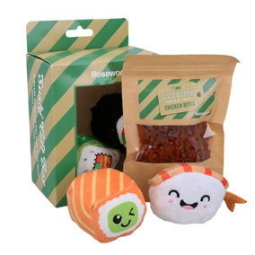 Cat Gift Christmas Festive Plush Sushi Treats Gift Box Cat Toy & 50G Chicken Treat