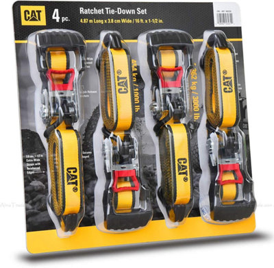 CAT 16 ft. x 1-1/2 in. Heavy-Duty Ratchet Tie-Down Set (4-Piece