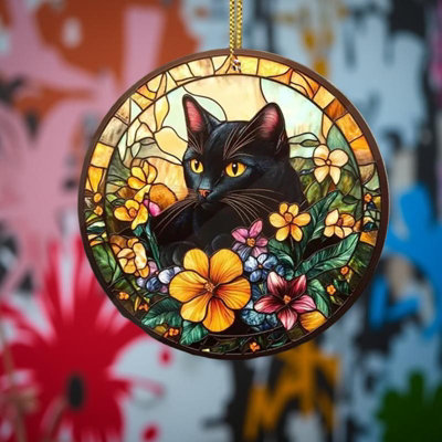 Stained Acrylic Cat Sun Catcher, Sleeping Cat Windo Produktbild-Vorschau 11