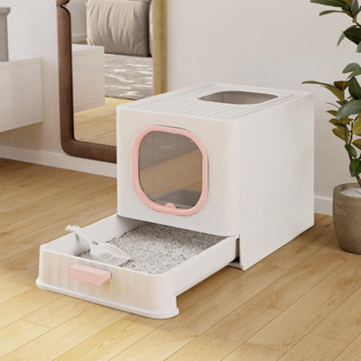 Cat Litter Box Kitten Litter Tray Pet Toilet with Lid and Scoop