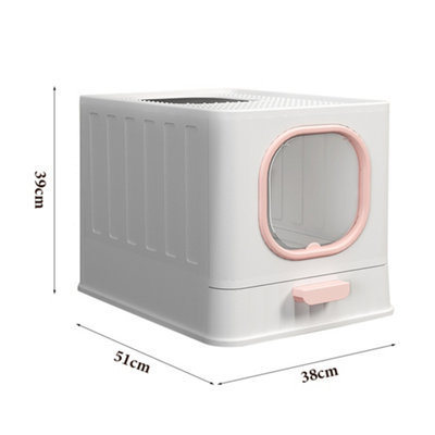 Cat Litter Box Kitten Litter Tray Pet Toilet with Lid and Scoop - 6