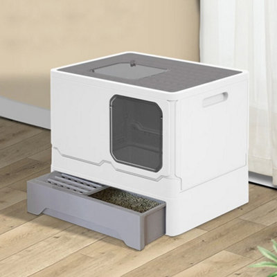 Cat Litter Box with Lid and Scoop Drawer Type Easy Cleaning NonSticky