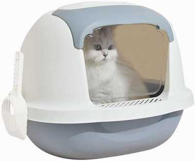 Cat Litter Tray Hooded, Plastic Box with Front Door Flap Price Comparisons | Compare The Build