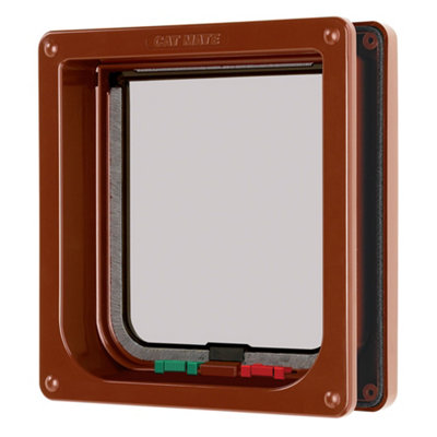 Cat Mate Brown 4-Way-Locking Cat Flap with Liner to 50mm (2 inches) (235B)