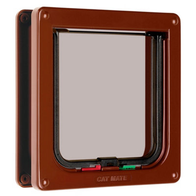 Cat Mate Brown 4-Way-Locking Cat Flap with Liner to 50mm (2 inches) (235B)