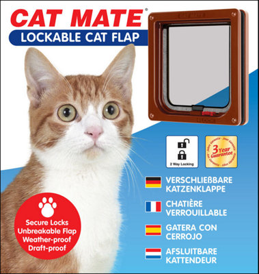 Cat Mate Brown Lockable Cat Flap 304B DIY at B Q