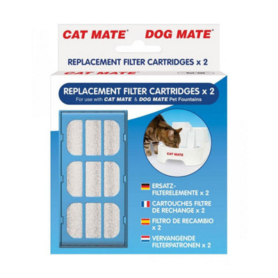 Cat Mate Replacement Filter Cartridges for Use with Cat and Dog Mate Pet Fountains Pack of 2