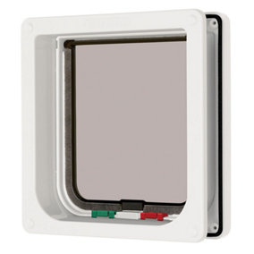 Cat Mate White 4-Way-Locking Cat Flap with Door Liner to 50mm (2 inches) (235W)