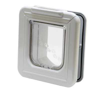 Cat Mate White Elite Microchip Cat Flap with Timer Control (355W)