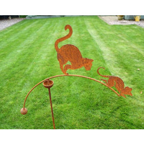Cat & Mouse Wind Rocker Single Bare Metal/Ready to Rust - Steel - L66 x W54 x H148.5 cm