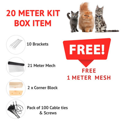Cat Proof Fence Kit Anti-Climb Garden Barrier with Mesh and Brackets ...