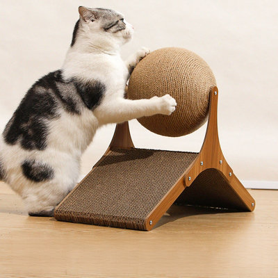 Cat Scratching Ball & Board, Rotating Sisal Ball, Cardboard Ramp ...