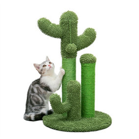 Cat Scratching Post Cactus Cat Tree Tower Featuring with 3 Scratching Poles and Dangling Ball, Medium, 23 Inches