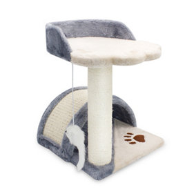 Cat Scratching Post Kitten Scratcher Toy with Platform Pole Scratch Tree and Hanging Toy
