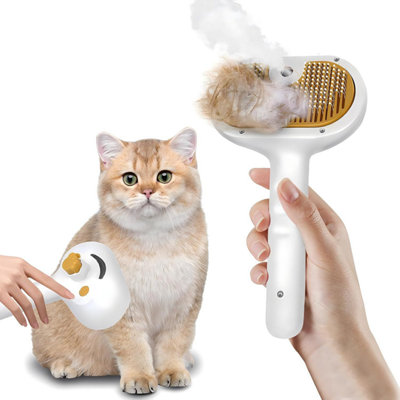 Cat Steam Grooming Brush with Spray - Anti-Static Deshedding Comb ...