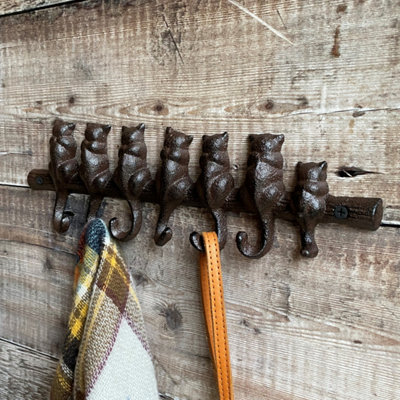 Cast Iron Cat Tail Shaped Wall Hook (Dark Grey)