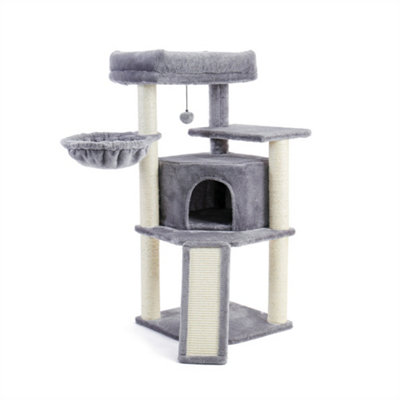 Cat Tree 106cm Cat Tower with Sisal Scratching Post, Super Large Cats Plush Perch Condo, Suitable for Corner Grey Price Comparisons | Compare The Build