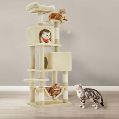 Cat Tree, 155 cm Cat Tower for Indoor Cats, Plush Multi-Level Cat Condo
