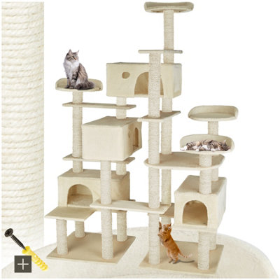 Cat Tree Entissar - 214 cm tall, sisal scratching posts, anti-tip protection - beige Price Comparisons | Compare The Build