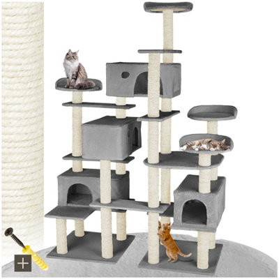 Cat Tree Entissar - 214 cm tall, sisal scratching posts, anti-tip protection - grey Price Comparisons | Compare The Build