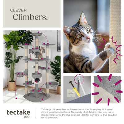 Cat Tree Fippi - 201 cm tall, sisal cat scratching post, toy & anti-tip ...