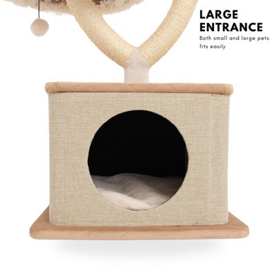 Cat Tree for Indoor Cats 96cm High - Sturdy Multi-Level Cat Tower with Cat House & Scratch Pad for All Cat Breeds - Cream & Beige - 8