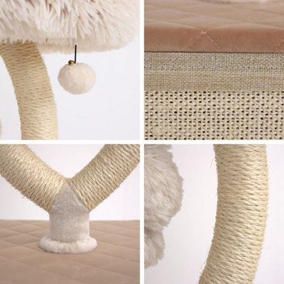 Cat Tree for Indoor Cats 96cm High - Sturdy Multi-Level Cat Tower with Cat House & Scratch Pad for All Cat Breeds - Cream & Beige - 9
