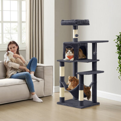 Taoqimiao 66.2-Inch Cat Tree - Multi-Level Condo With Hammock & Scratching Posts