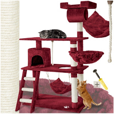 Cat Tree Marcel - 141 cm, sisal cat scratching post - burgundy Price Comparisons | Compare The Build