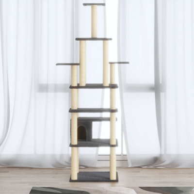 Cat Tree with Sisal Scratching Posts Dark Grey 183 cm